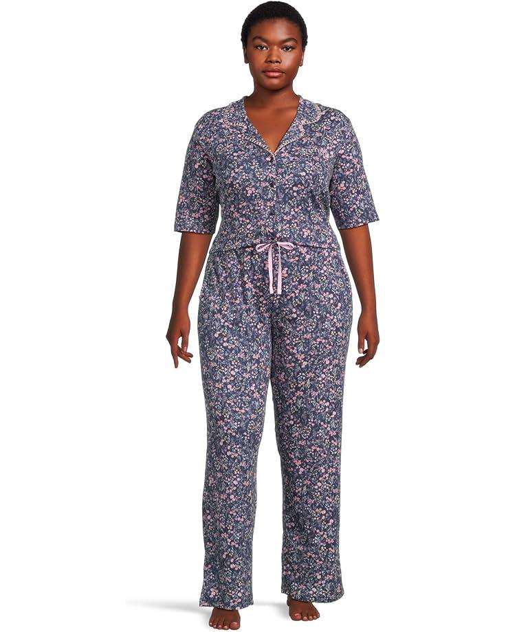 Plus Size Rose Gardens Notch Collar Girlfriend Pajama Set Product Image