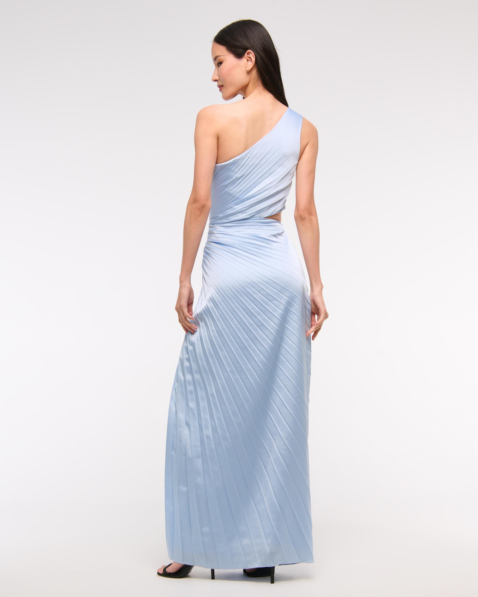 The A&F Giselle Pleated One-Shoulder Cutout Maxi Dress Product Image