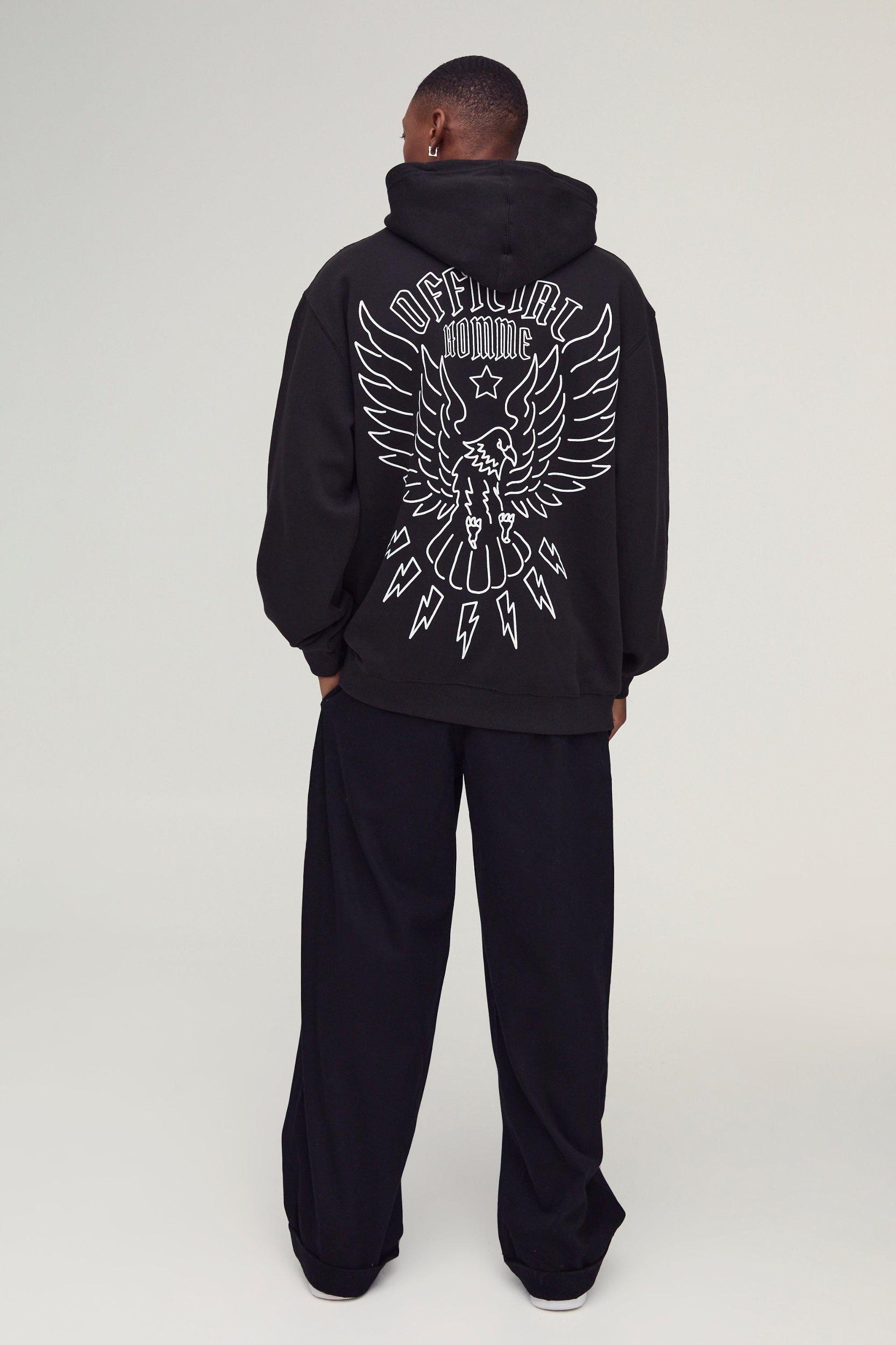 Oversized Official Eagle Line Drawn Graphic Hoodie | boohooMAN USA Product Image