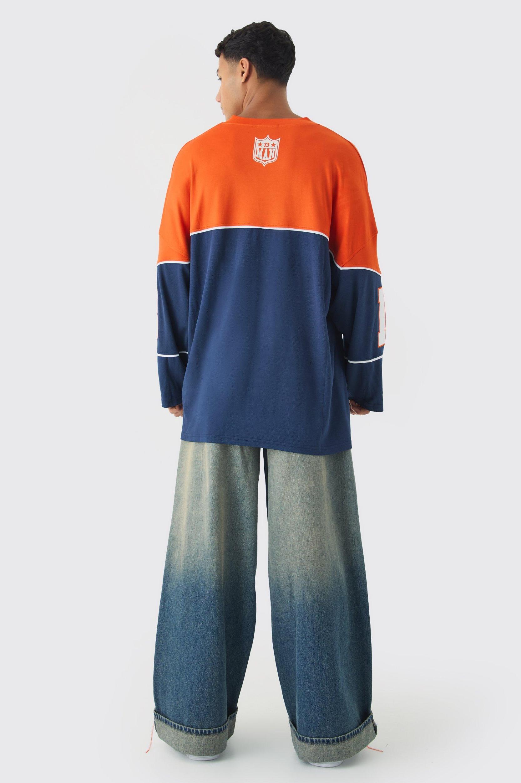 Baggy Rigid Stitch Detail Denim Jeans | boohooMAN USA Product Image