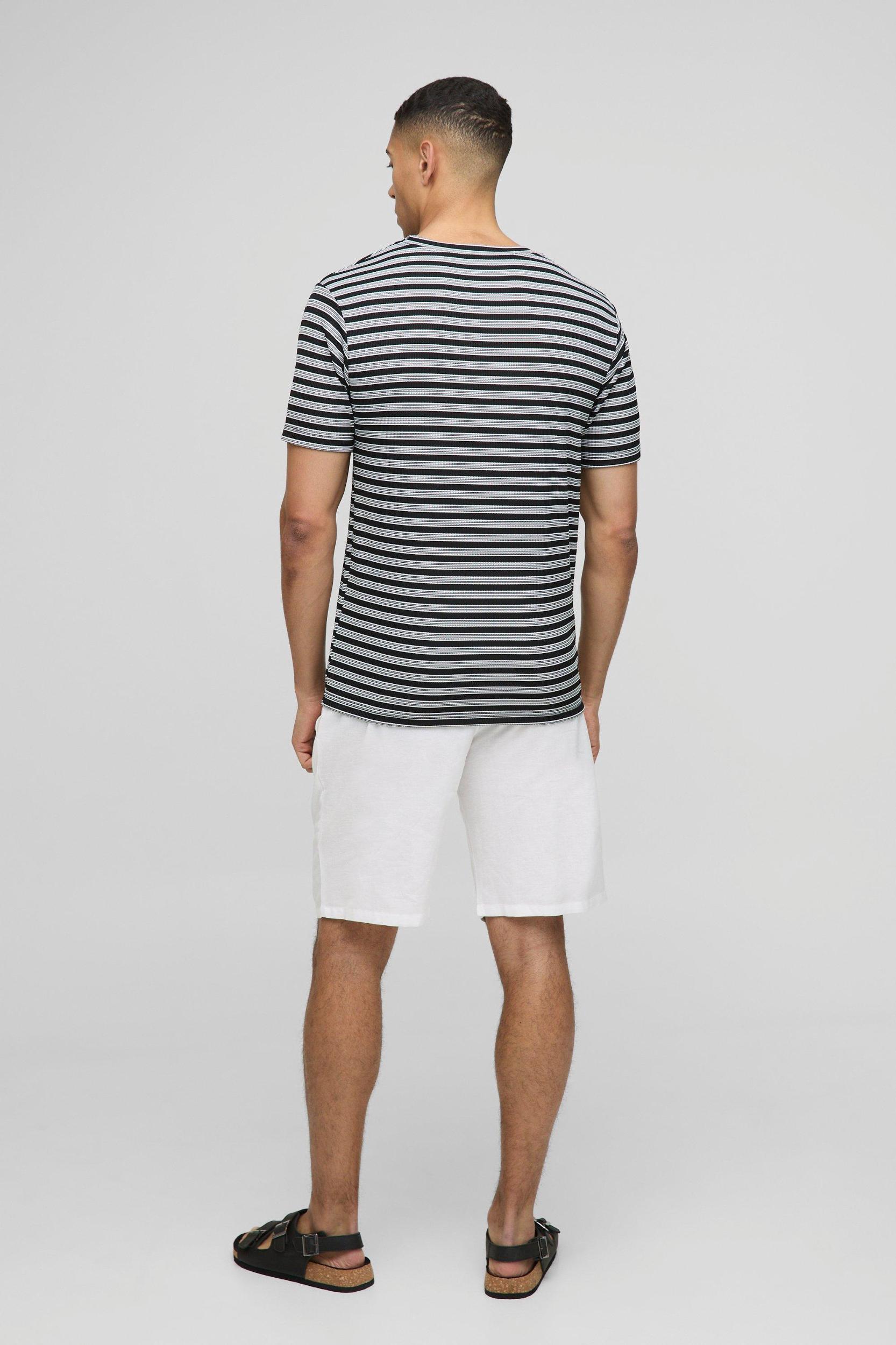 Regular Fit Rib Stripe T-Shirt | boohooMAN USA Product Image