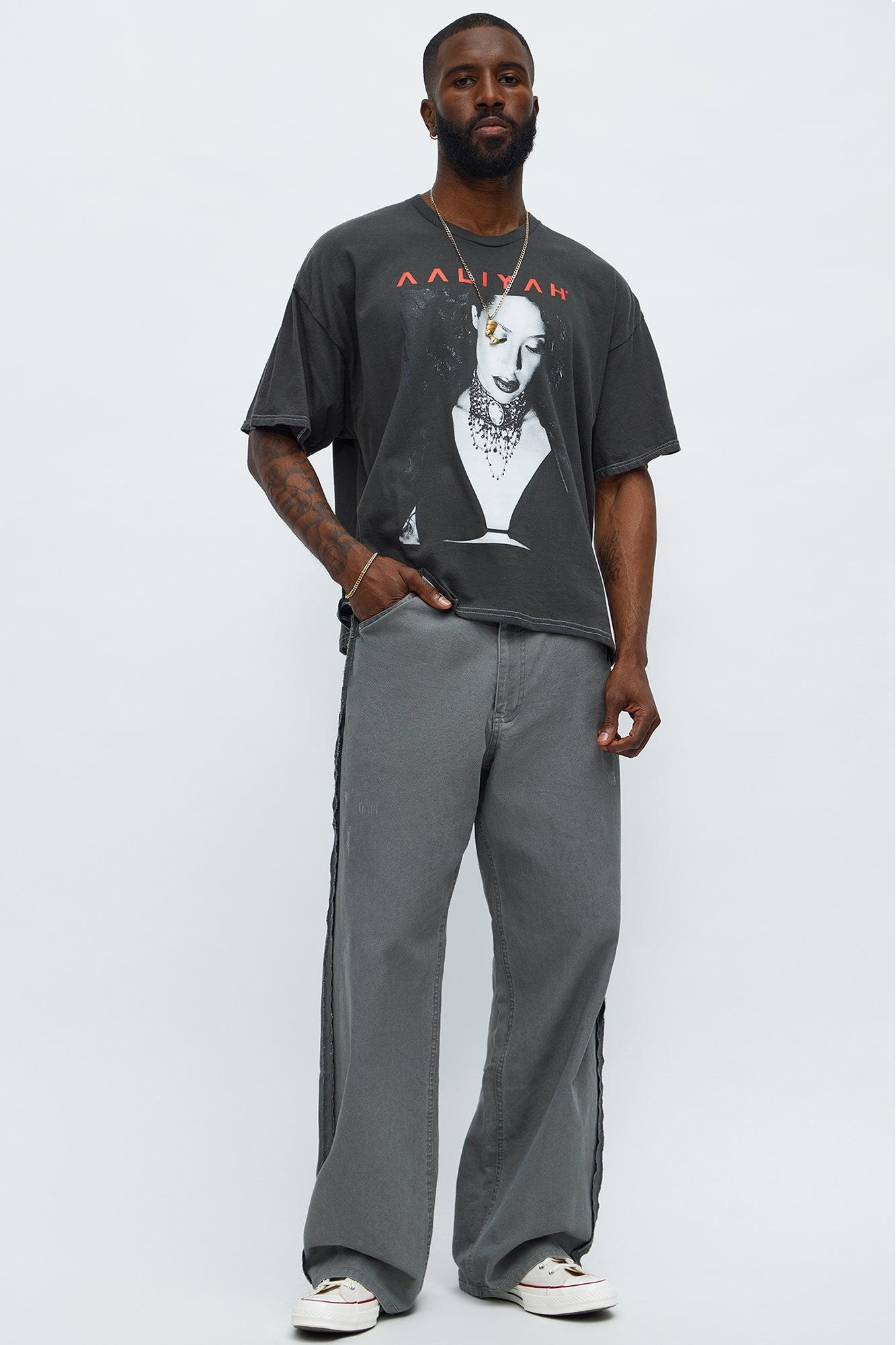 Aaliyah Try Again Oversized Short Sleeve Tee - Black Wash Male Product Image