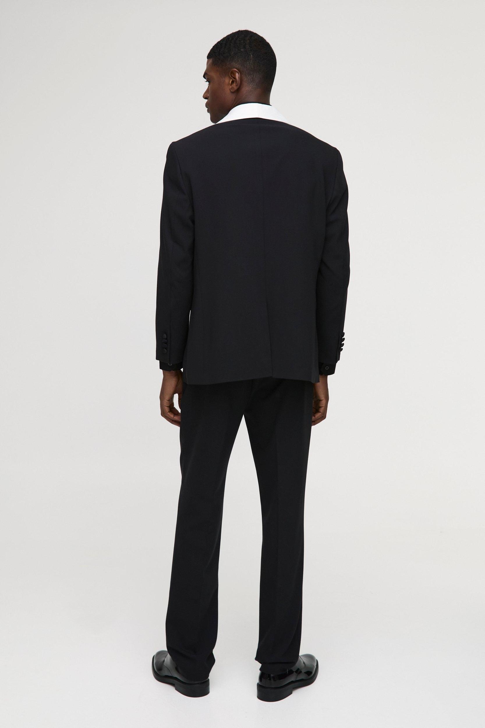 Straight Fit Shawl Collar Blazer | boohooMAN USA Product Image