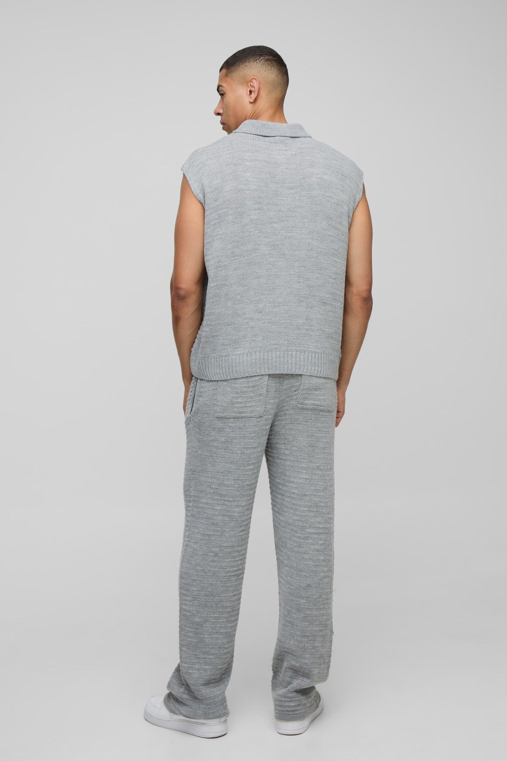 Oversized Sleeveless Knitted Polo | boohooMAN USA Product Image