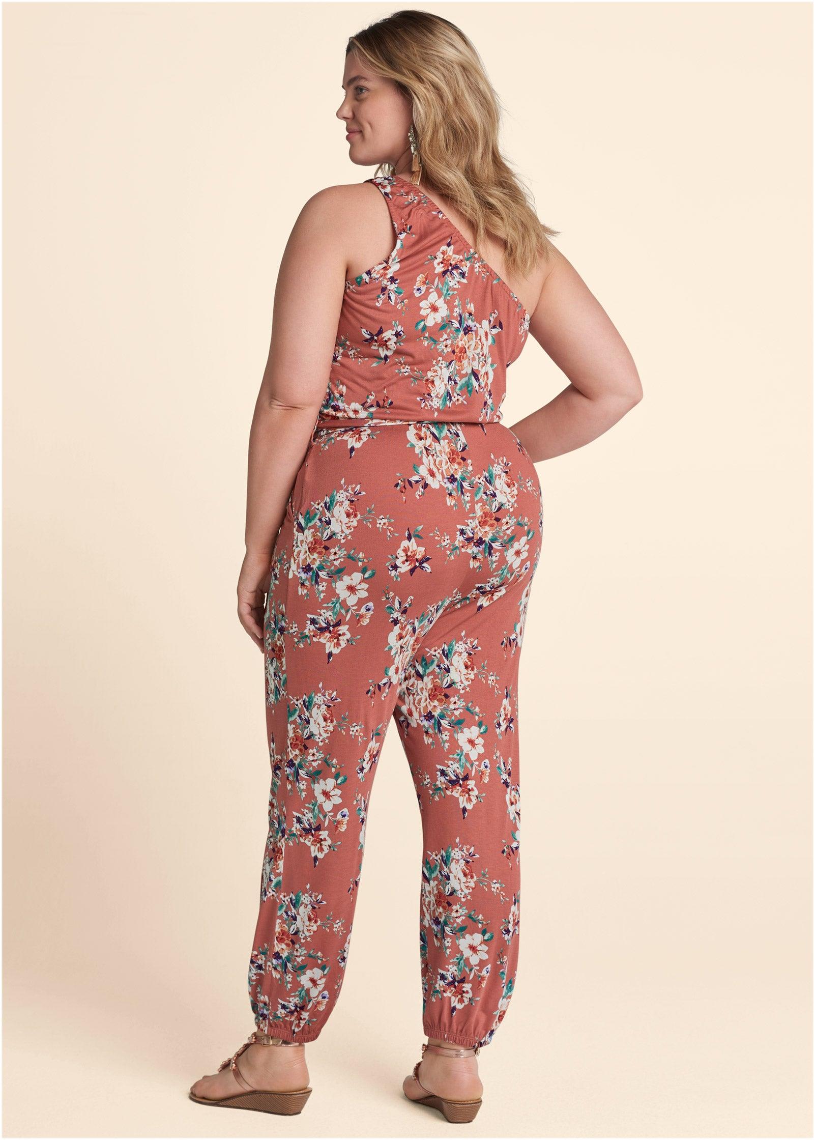 One-Shoulder Jumpsuit - Pink Multi Product Image