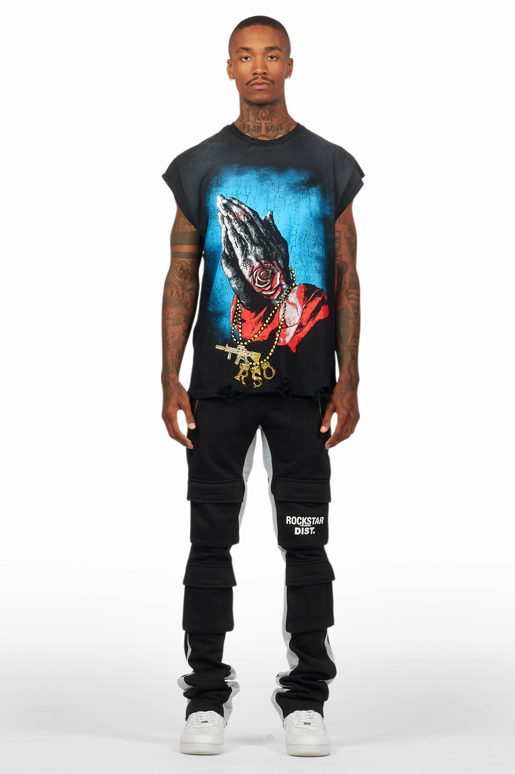 Antoon Black Stacked Flare Track Pant Male Product Image