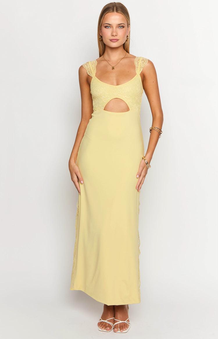 Tiana Yellow Lace Maxi Dress Product Image