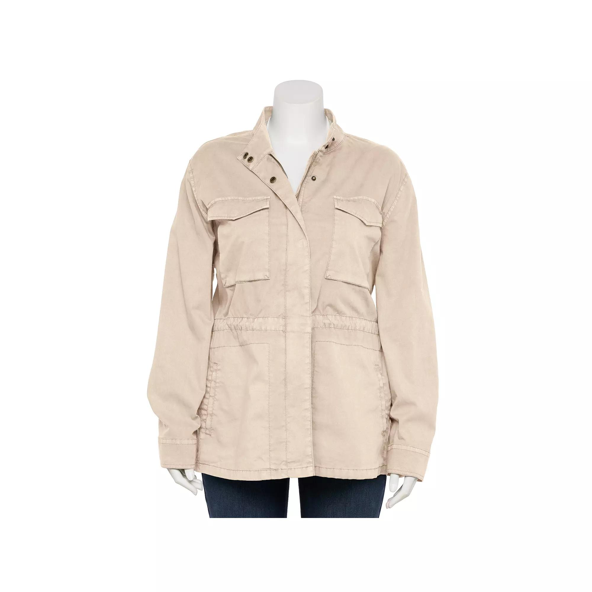 Plus Size Sonoma Goods For Life® Patch Pocket Utility Jacket, Women's, Size: 0X, Manolo Green Product Image