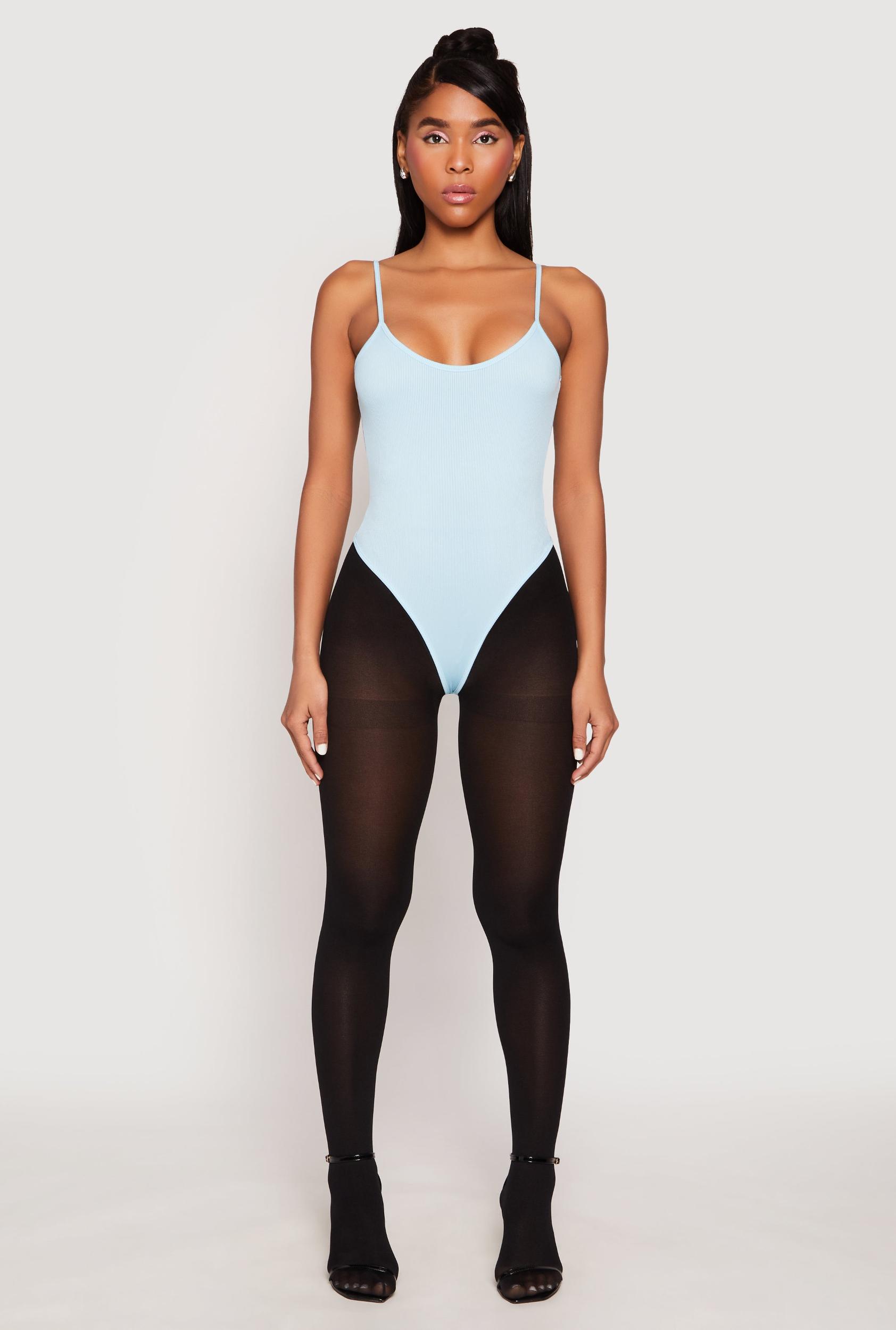 Womens Daisy Rib Knit Cami Thong Bodysuit Product Image