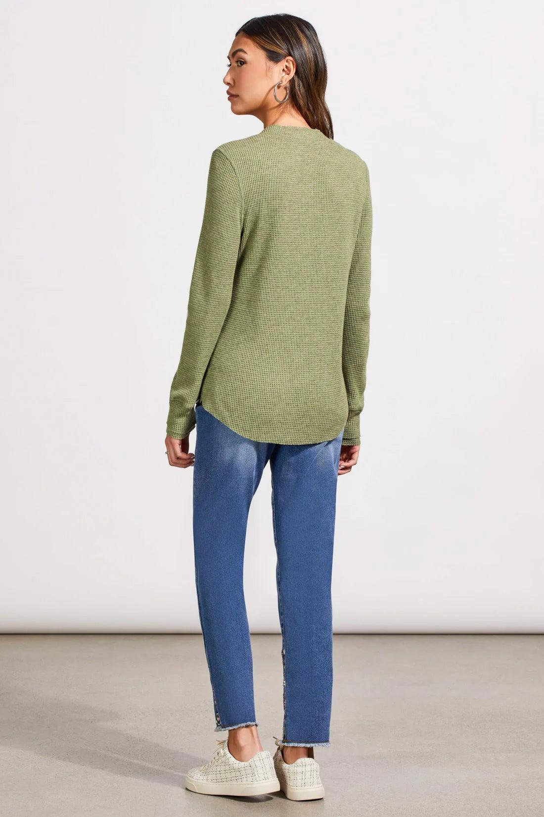 SOFT WASHED WAFFLE HENLEY TOP WITH BUTTONS Product Image