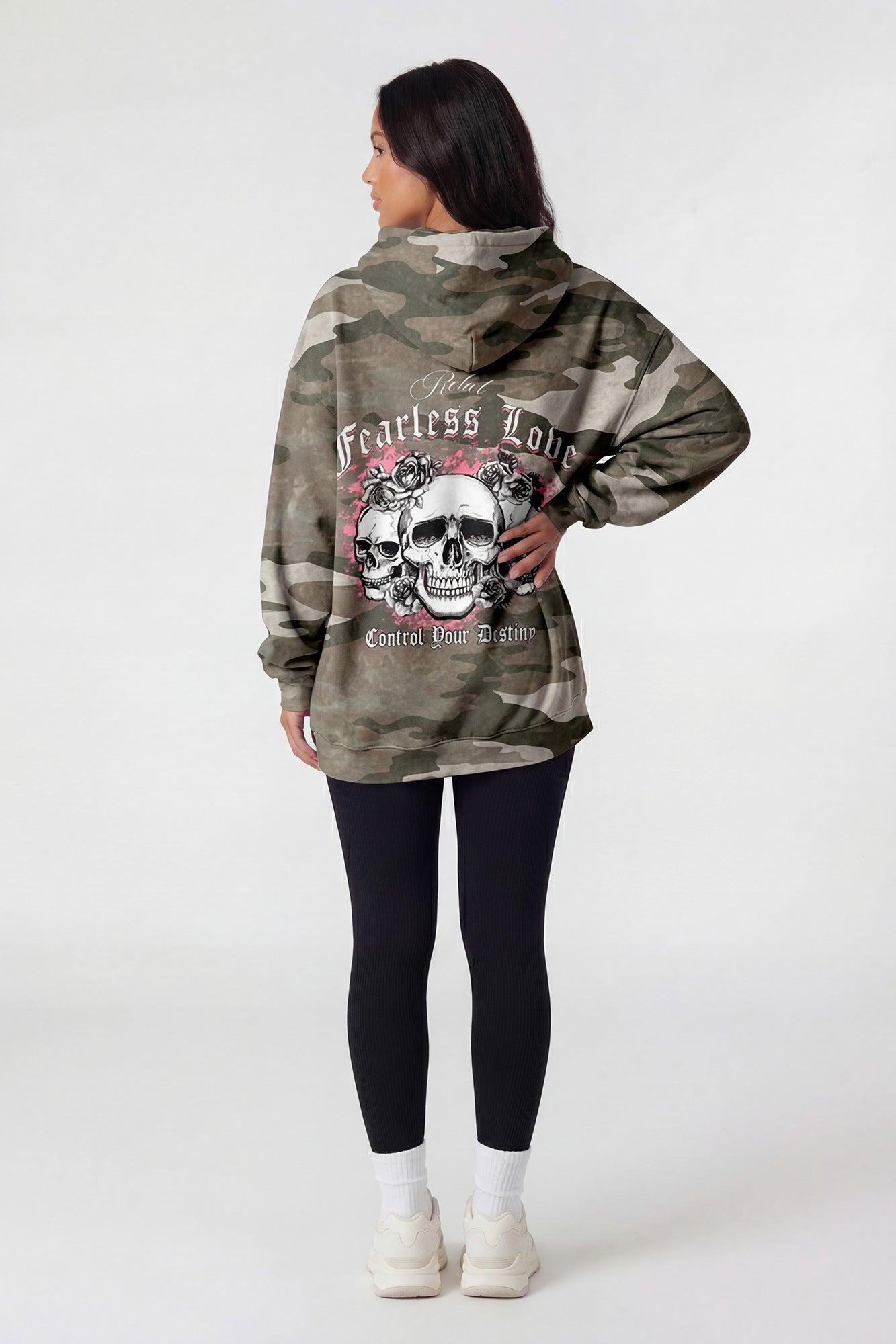Graphic Striped Zip-Up Boyfriend Hoodie Female Product Image