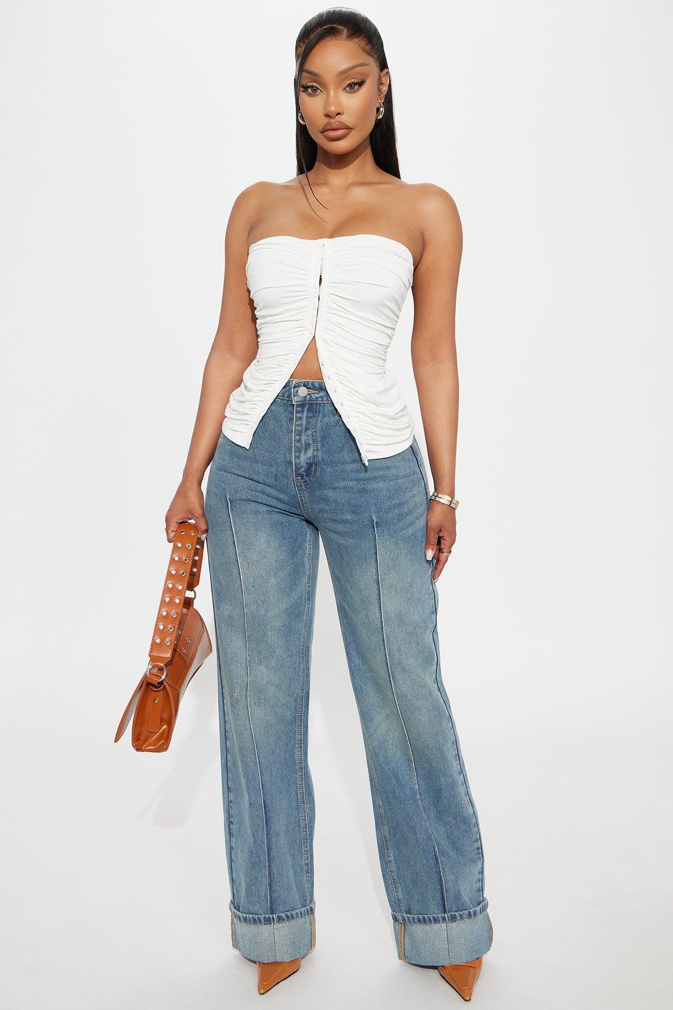 Run It Up Ruched Tube Top - Ivory Female Product Image