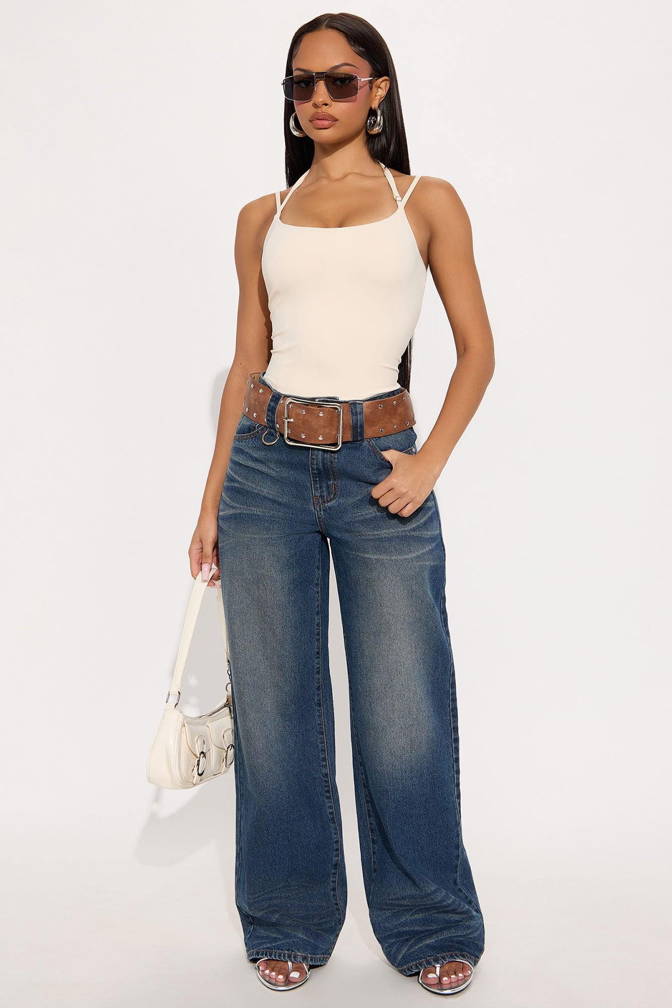 Big Talk Wide Leg Jeans - Dark Wash Female Product Image