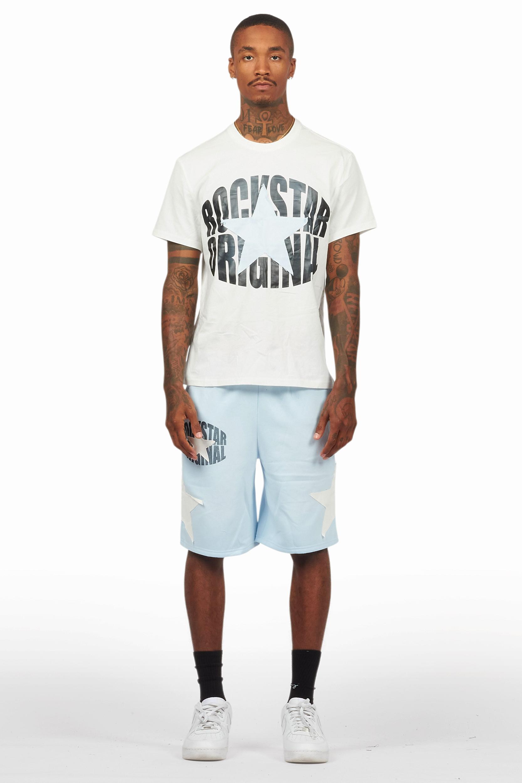 Sarge White/Blue T-Shirt/Short Set Male Product Image