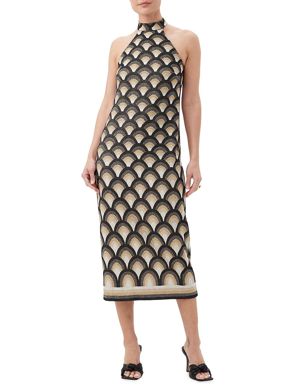 Womens Giri Geometric Jacquard-Knit Sleeveless Midi-Dress - Product Image