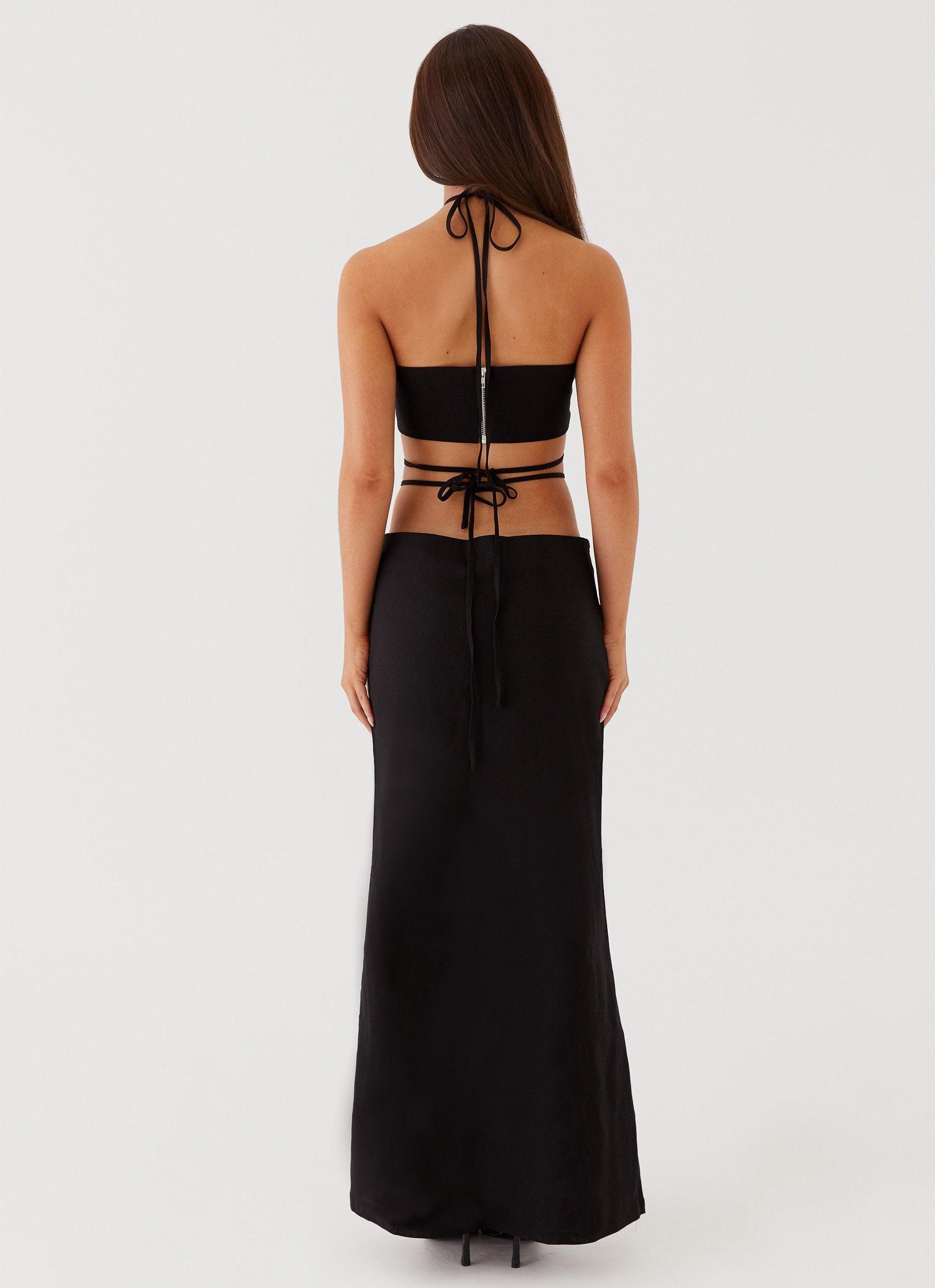 Neveah Beaded Halter Top - Black Product Image