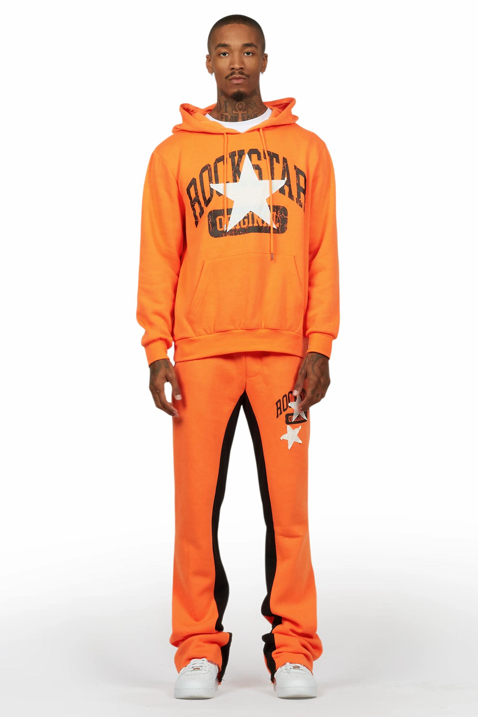 Mallor Orange Baggy Stacked Hoodie Track Set Male Product Image