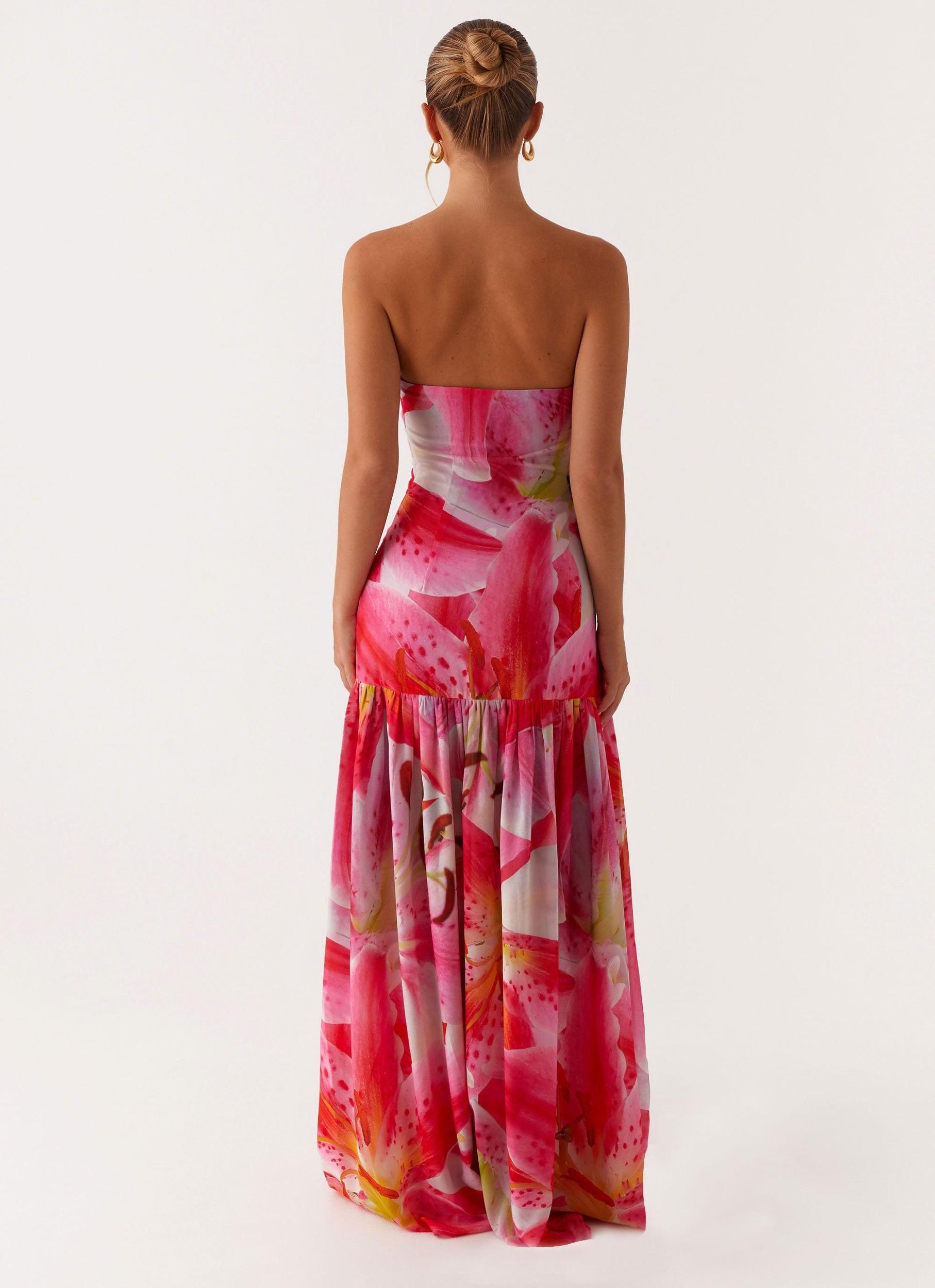 Eden Strapless Maxi Dress - White Pink Lilly Product Image