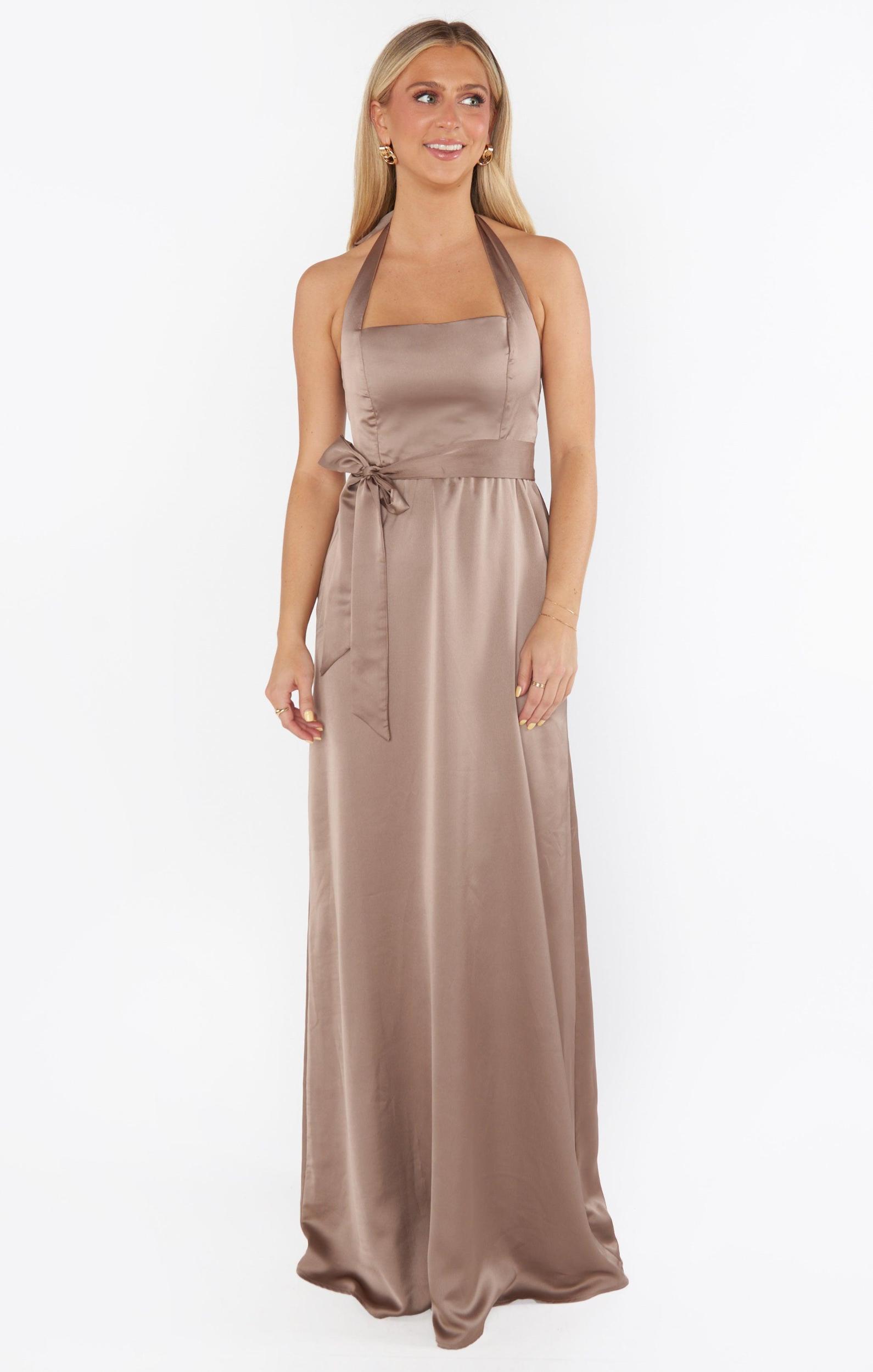 Hazel Halter Maxi Dress ~ Dune Luxe Satin Product Image