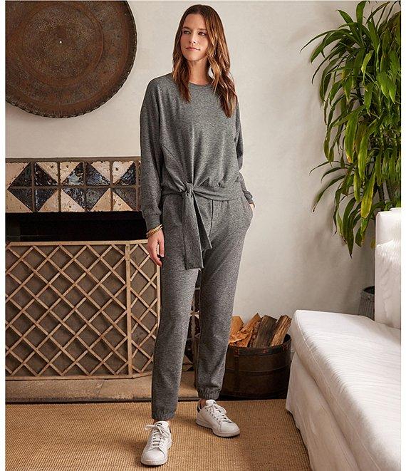 Karen Kane Crew Neck Long Sleeve Side Tie Top Product Image