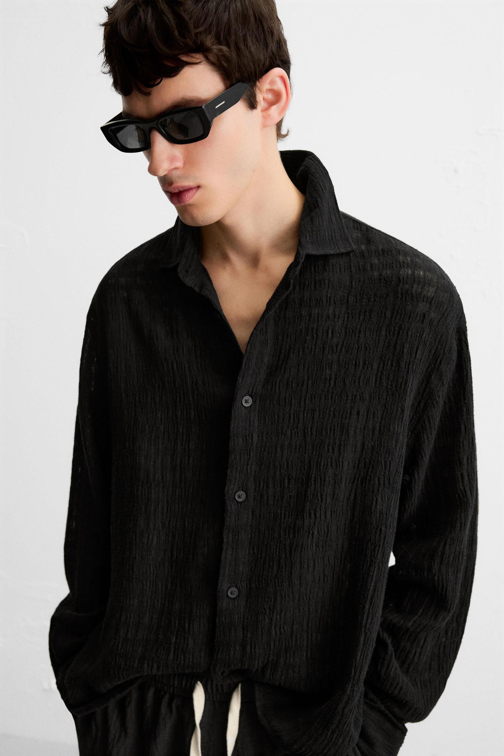 LINEN - COTTON JACQUARD SHIRT Product Image
