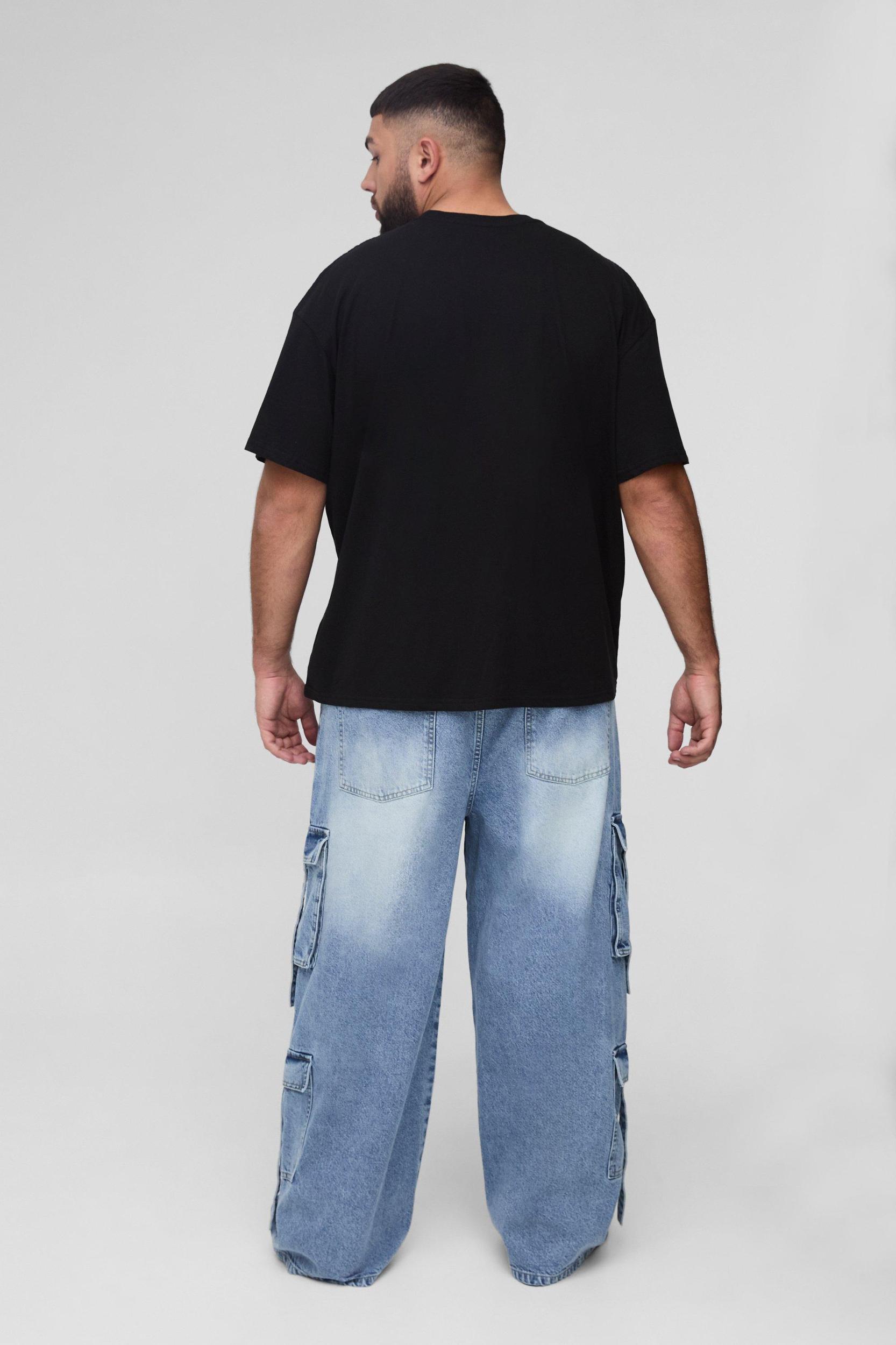Plus Multi Pocket Baggy Cargo Jeans | boohooMAN USA Product Image