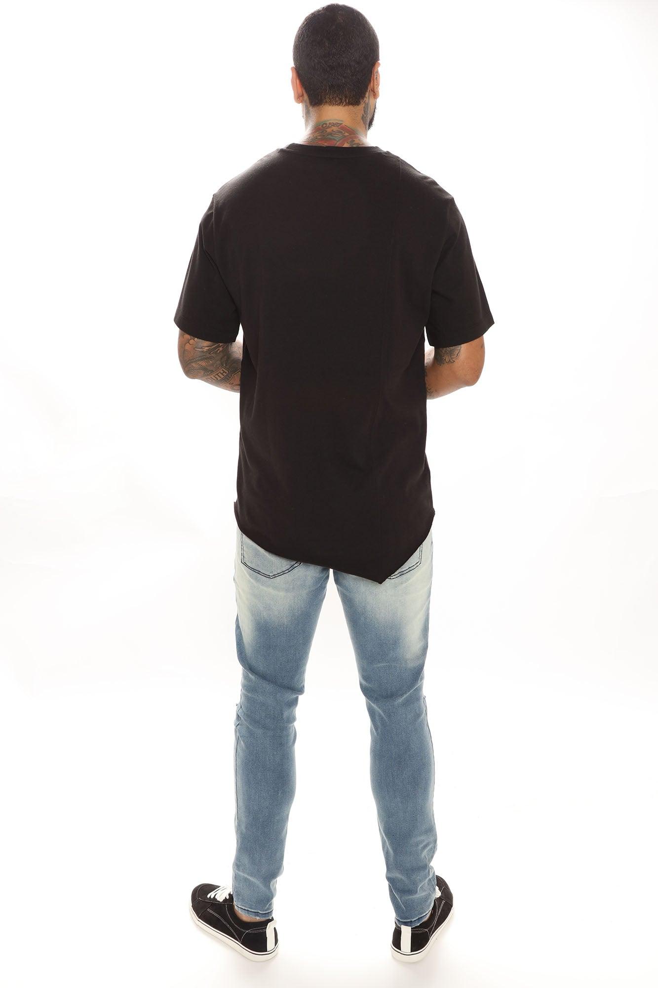 Cameron Asymmetrical Short Sleeve Tee - Black Product Image