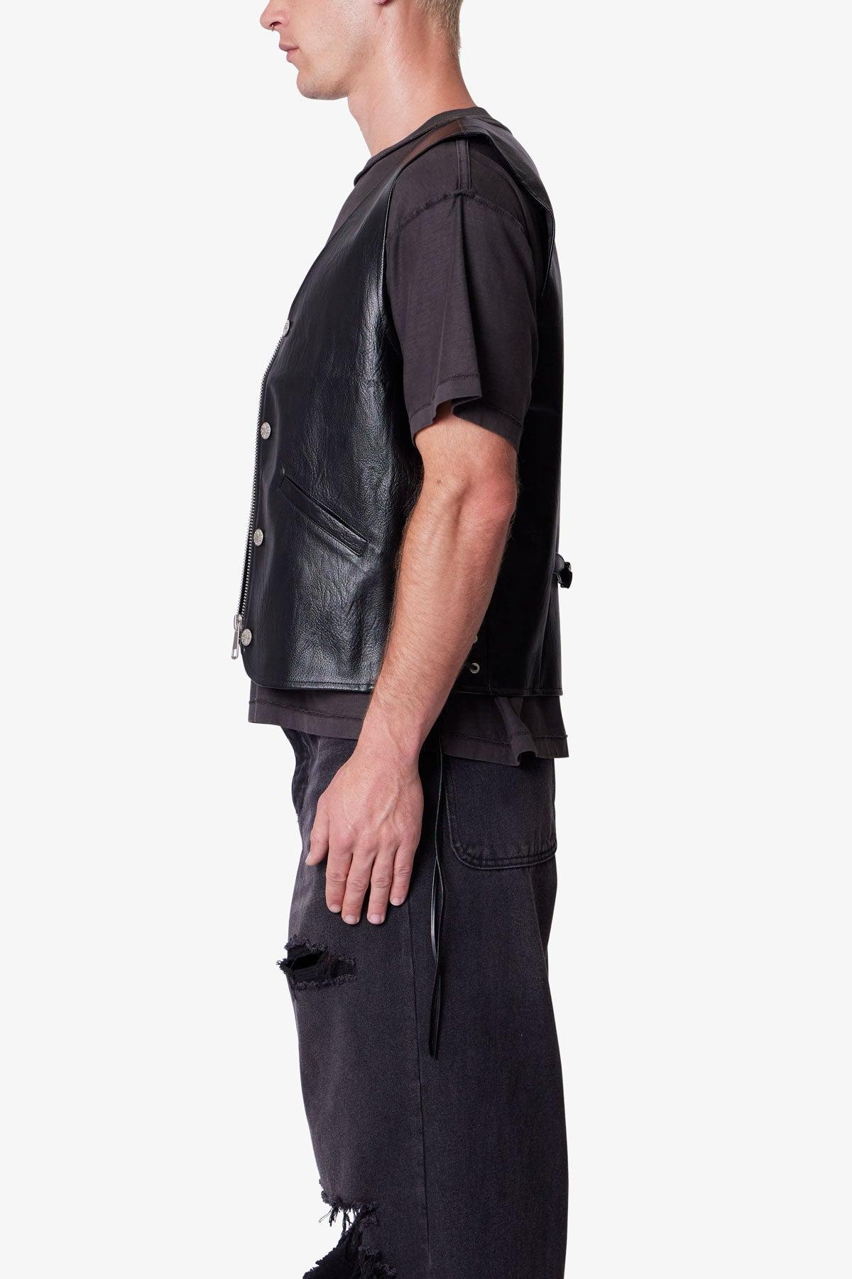 Vintage Biker Vest - Black Product Image