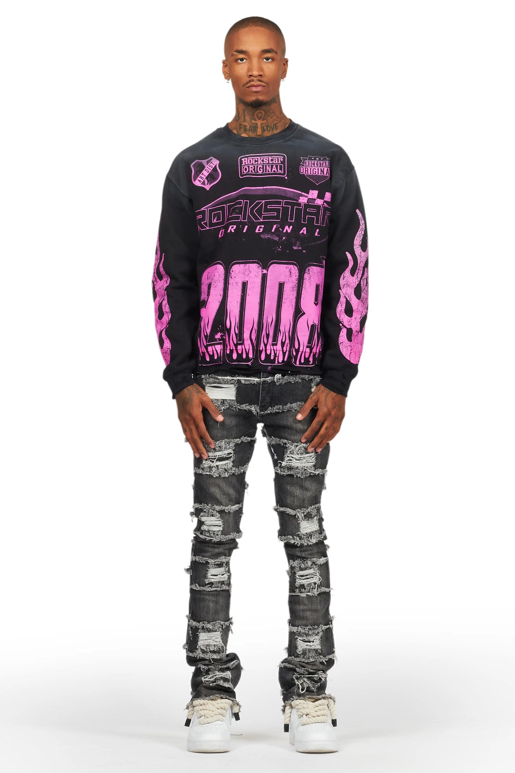 Sten Black Stacked Flare Jean Male Product Image