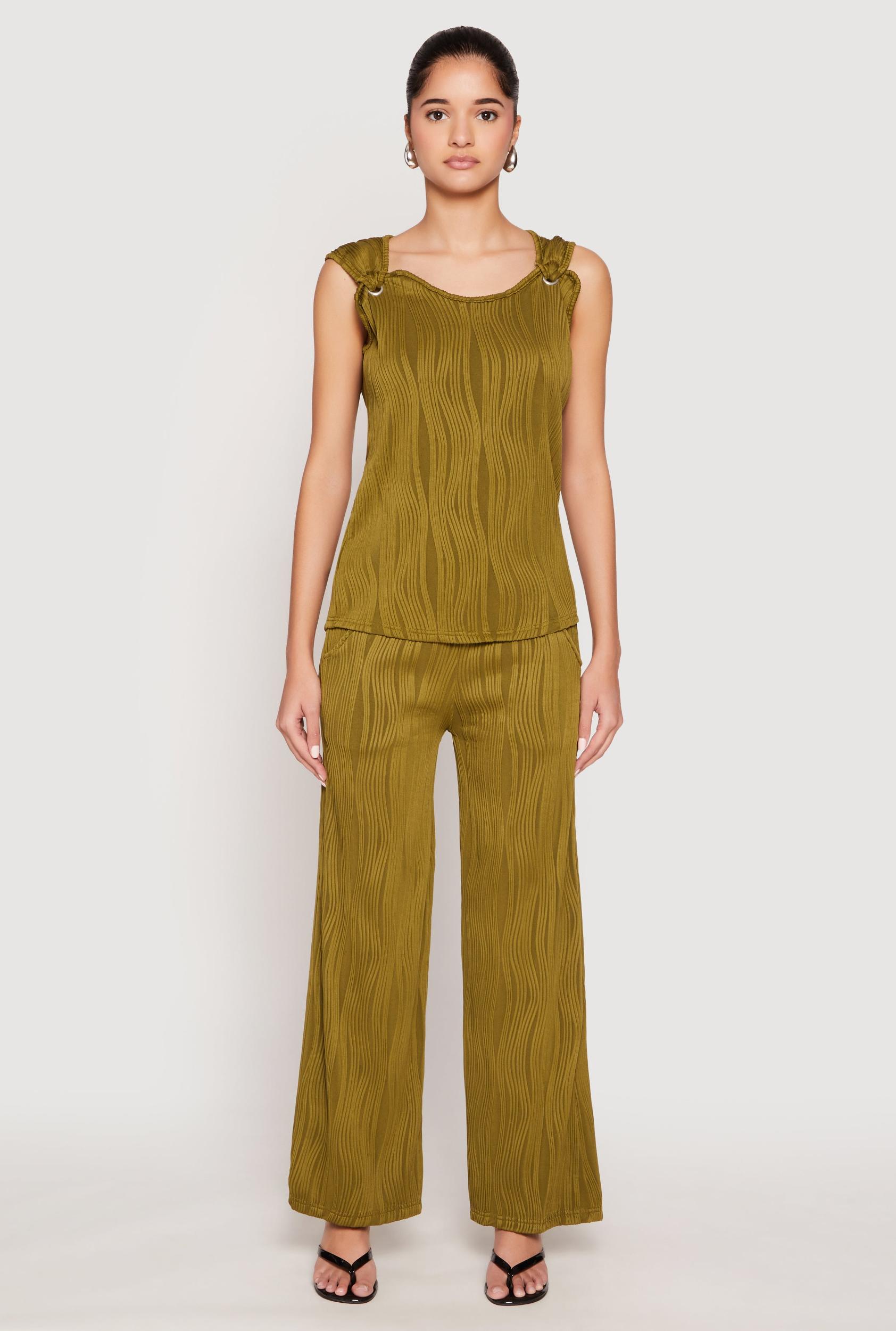 Womens Textured Knit Pull On Wide Leg Pants Product Image