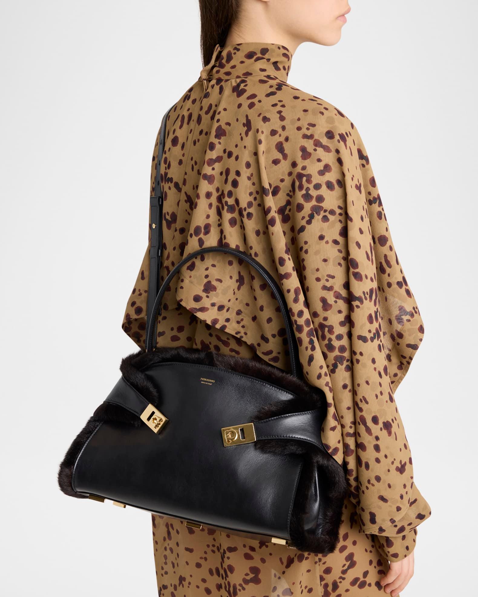 Hug Leather & Shearling Shoulder Bag Product Image