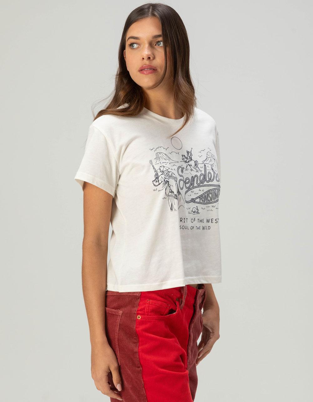 SENDERO PROVISIONS CO. Skeleton Riders Womens Crop Tee - WHITE Product Image