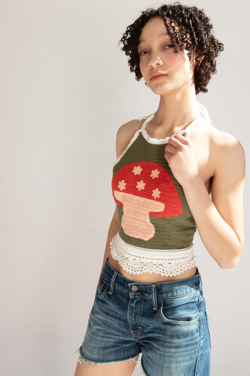 Crochet Mushroom Halter Top Product Image