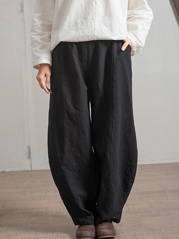 Simple High Waisted Solid Color Wide Leg Pants Product Image