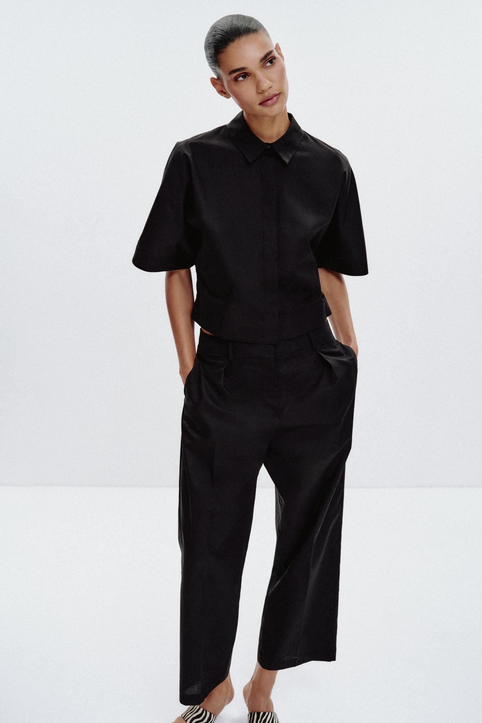 POPLIN PLEATED PANTS Product Image