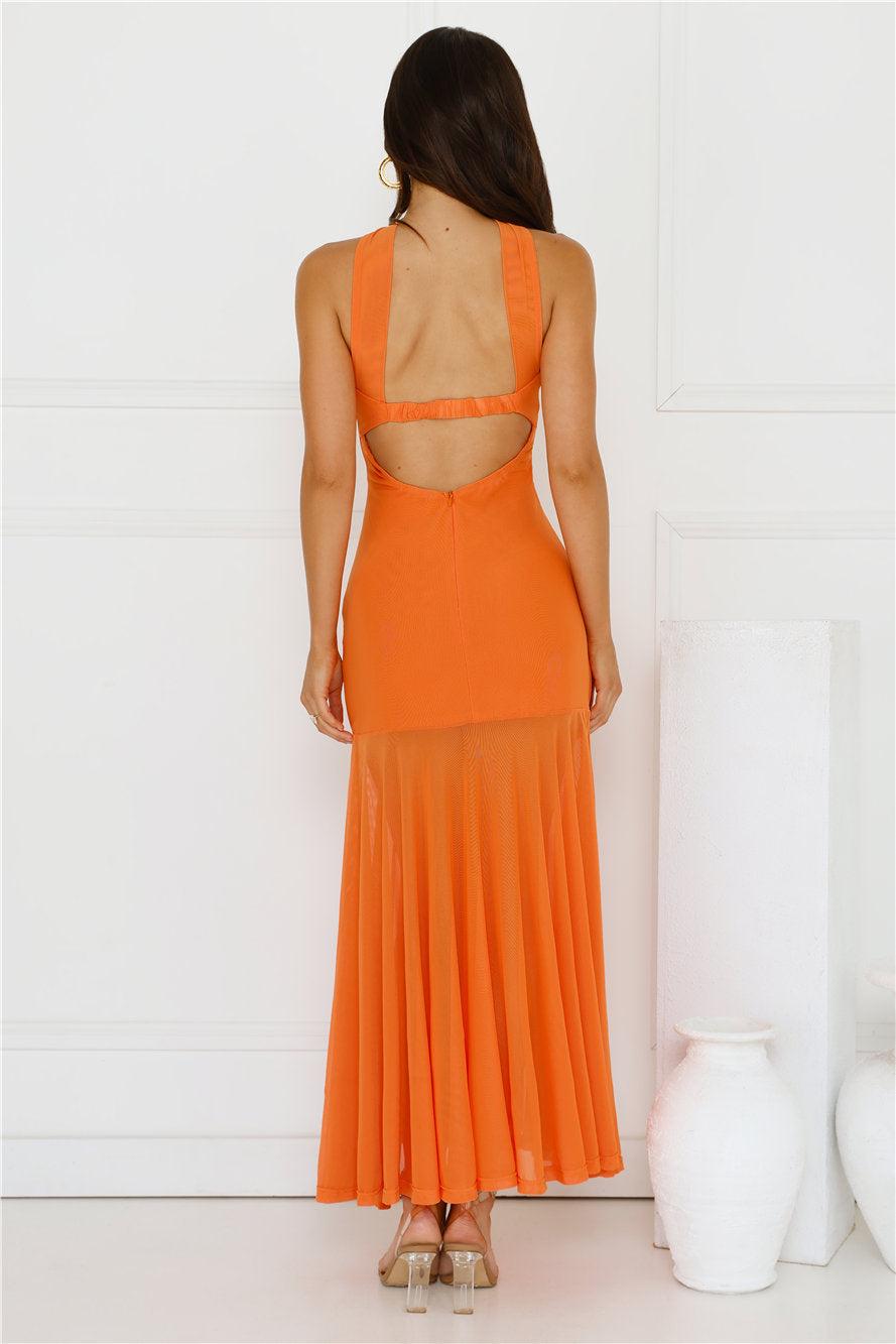 Serene Sway Strapless Maxi Dress Orange Product Image