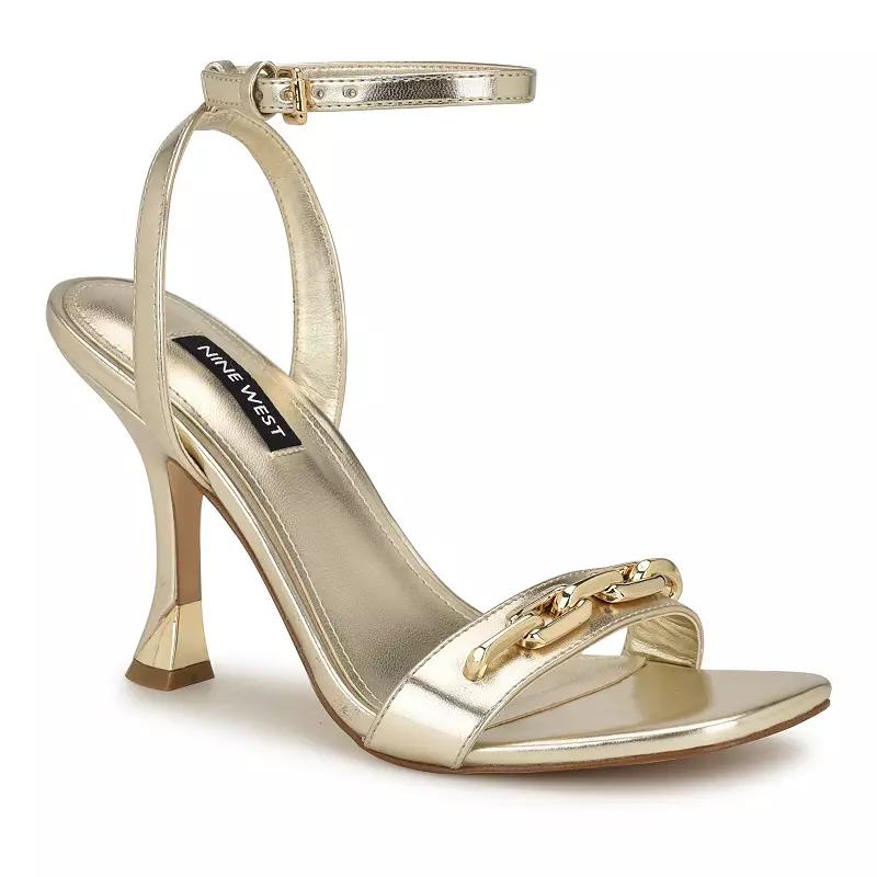 Nine West Neela Square Toe Tapered Women's Heel Dress Sandals, Size: 8, Gold Product Image