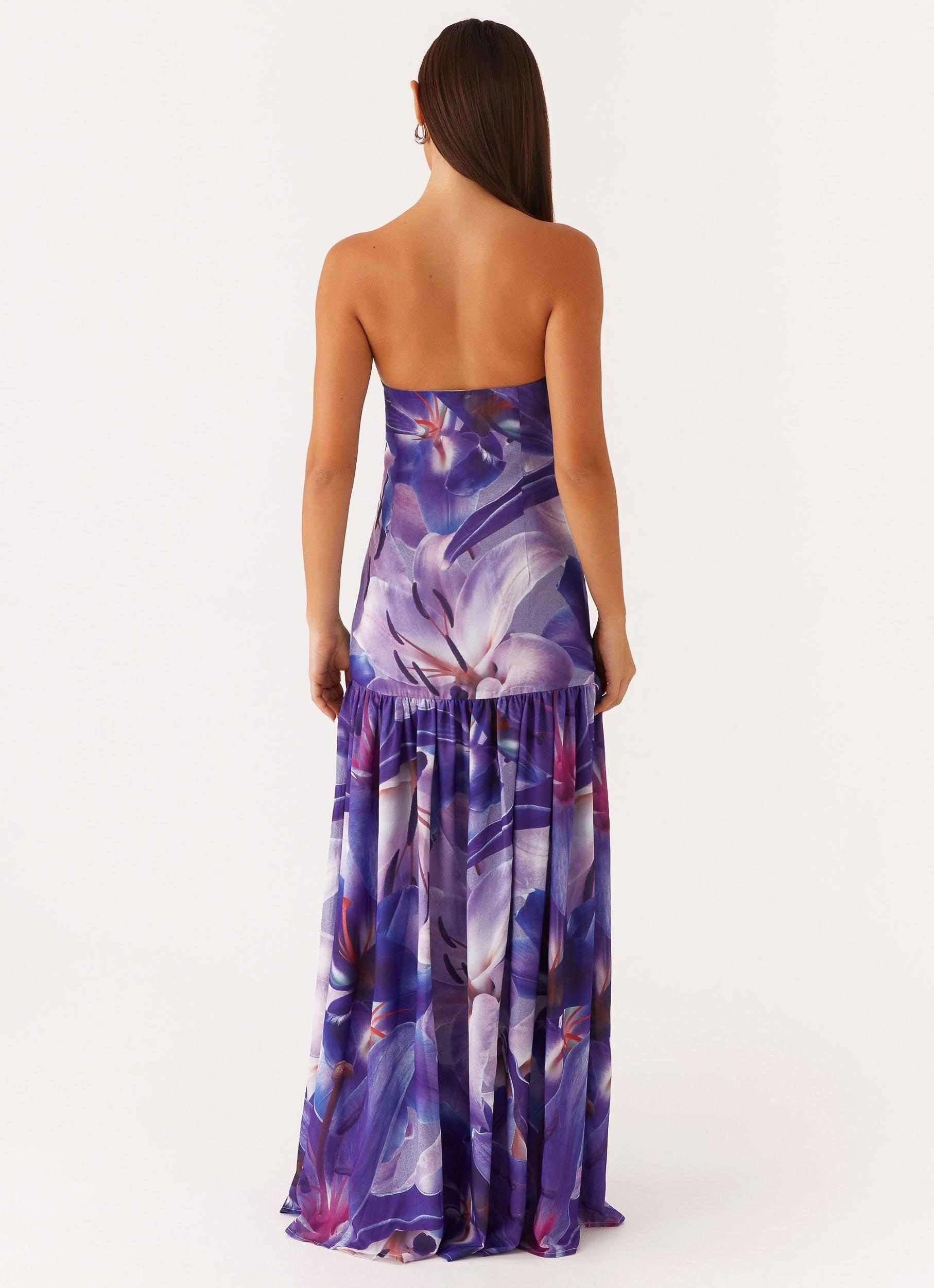 Eden Strapless Maxi Dress - Purple White Lilly Product Image