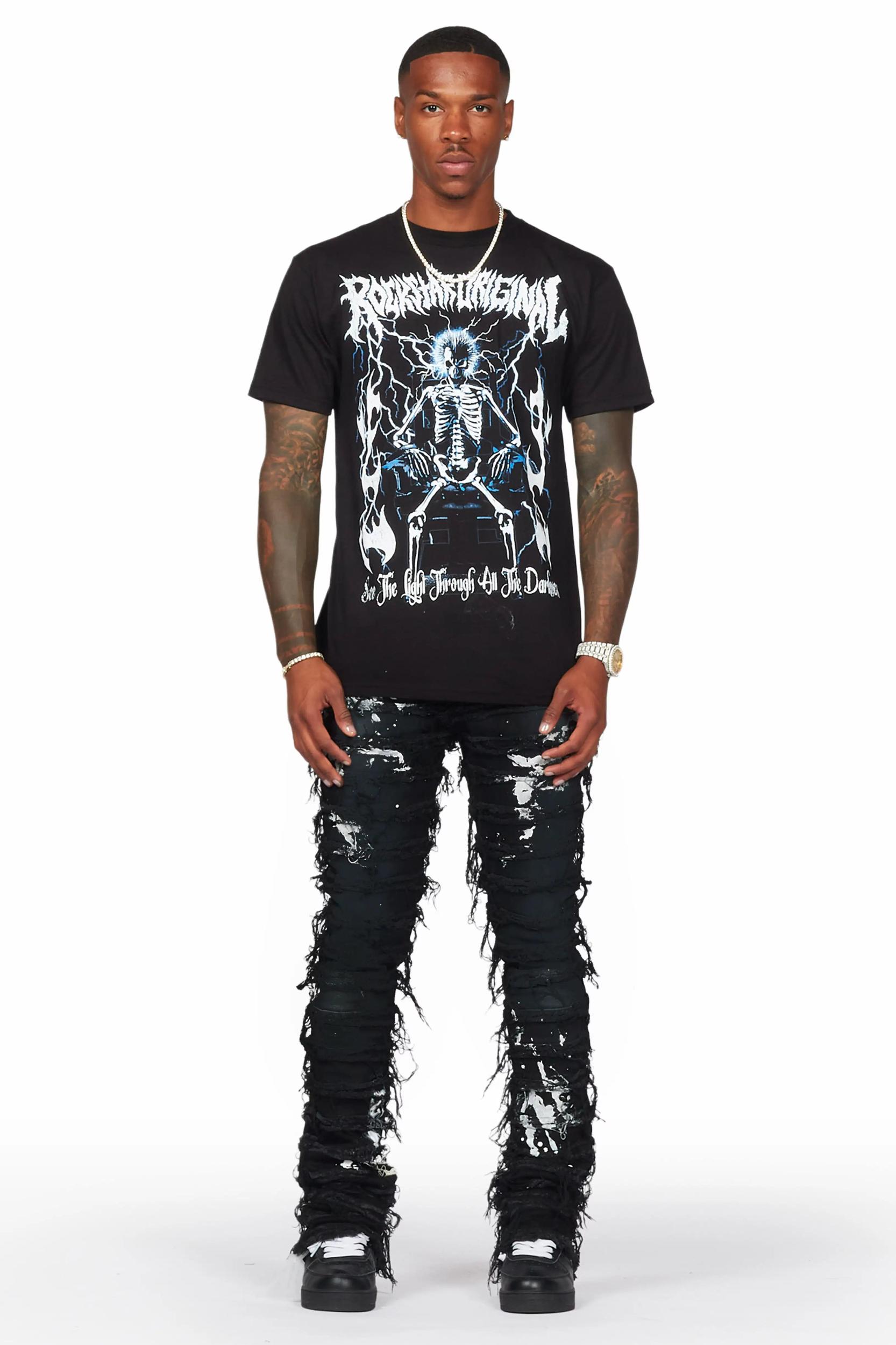 Garson Black Painter Stacked Flare Jean Male Product Image