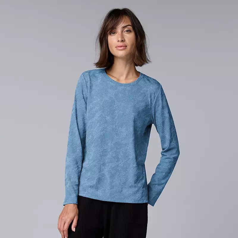 Women's Simply Vera Vera Wang Long Sleeve Crew Neck Tee, Size: XXL, Quiet Storm Grey Product Image