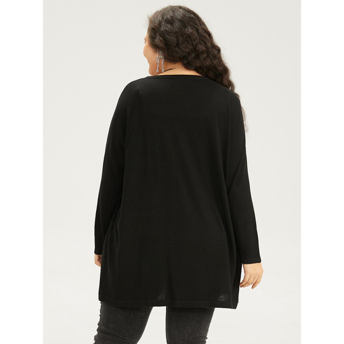 Plus Size Supersoft Essentials Halloween Skull Print Open Front Cardigan Black Women Casual Long Sleeve Festival-Halloween Cardigans BloomChic 10/M Product Image