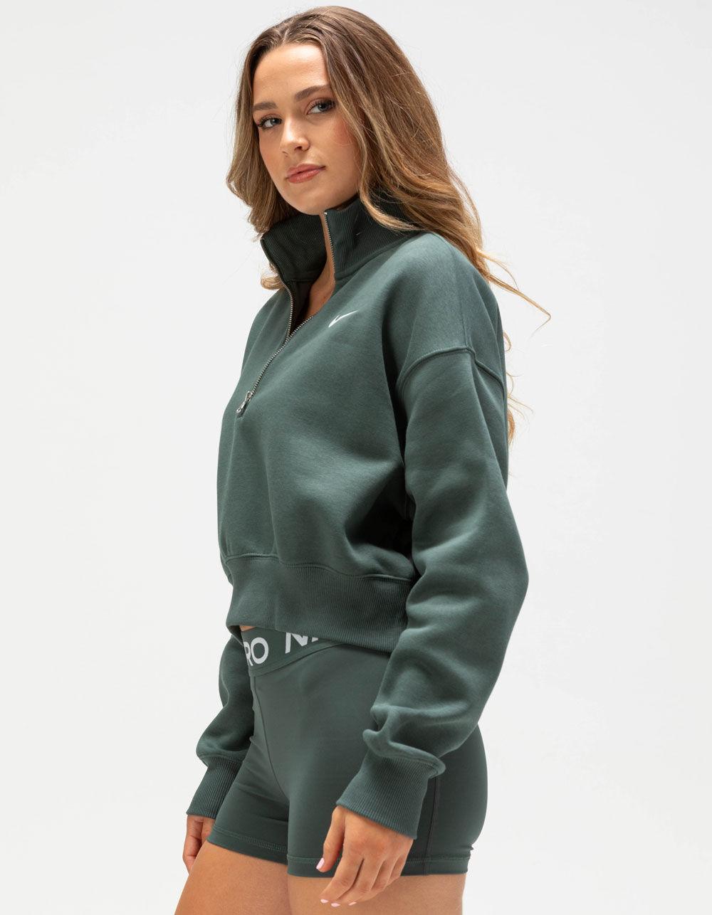 NIKE Sportswear Phoenix Fleece Womens Half-Zip Cropped Sweatshirt - CYPRESS Product Image