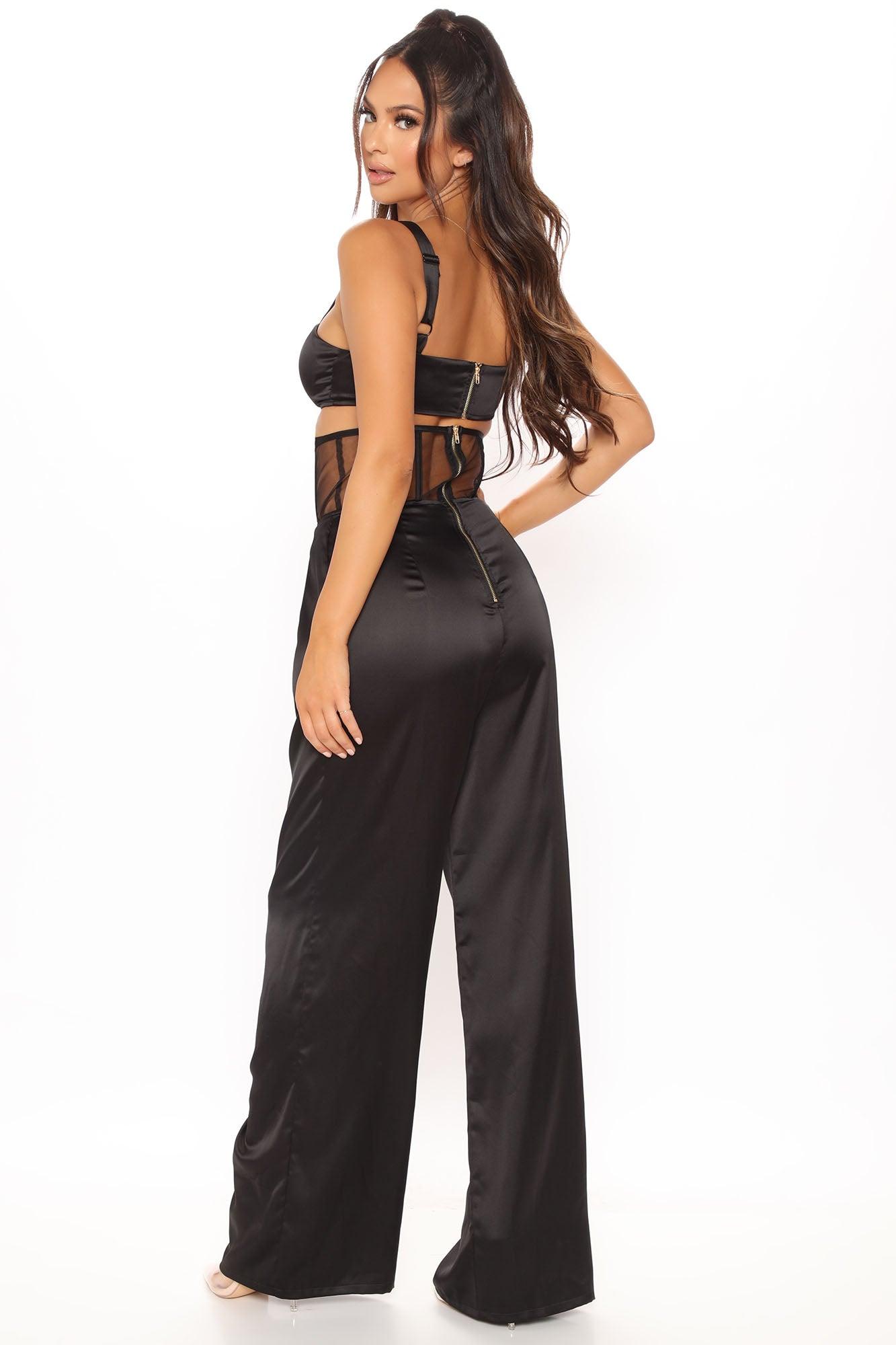 Bare Necessities Wide Leg Pant Set - Black Product Image