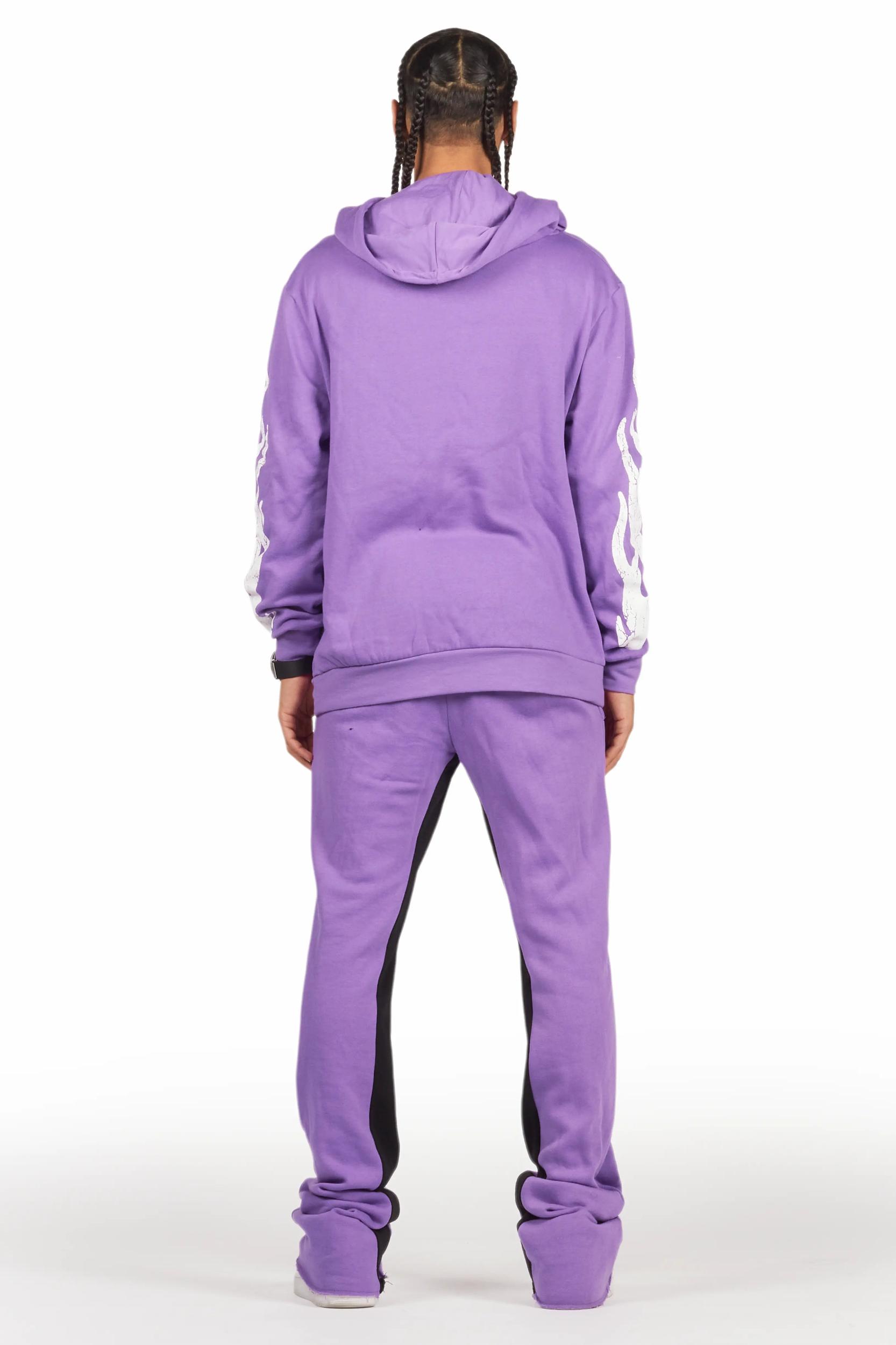 Amos Purple Hoodie/Baggy Track Pant Set Male Product Image