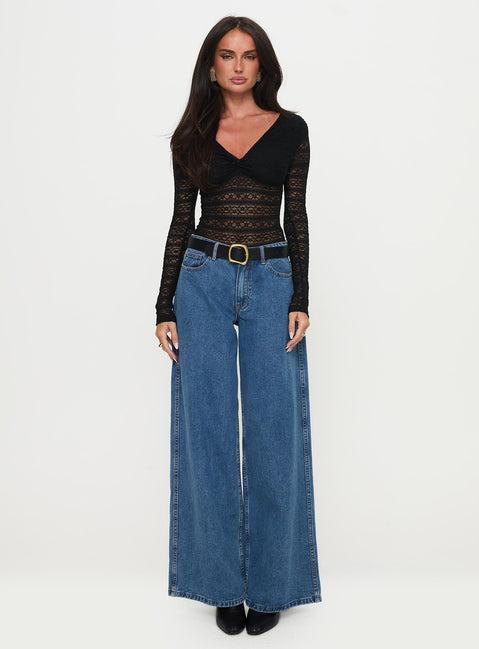 Secret Of Us Off Shoulder Lace Bodysuit Black Product Image