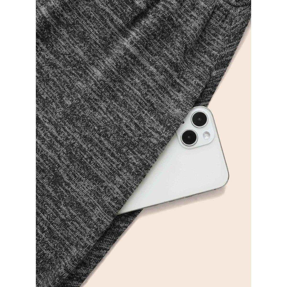 Plus Size Round Neck Heather Belted Dress DimGray Women Leisure Texture Round Neck Long Sleeve Curvy BloomChic 28/5X Product Image