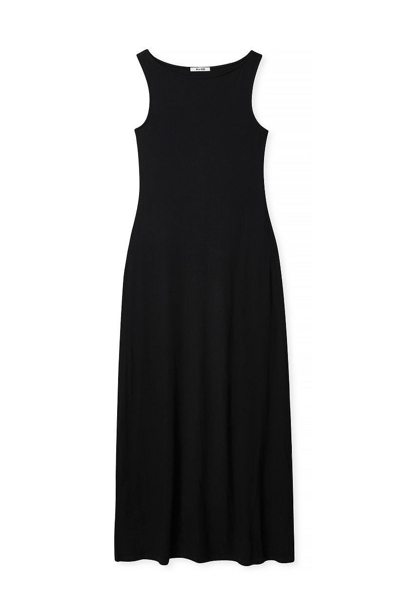 Soft Line Boat Neck Sleeveless Maxi Dress Product Image