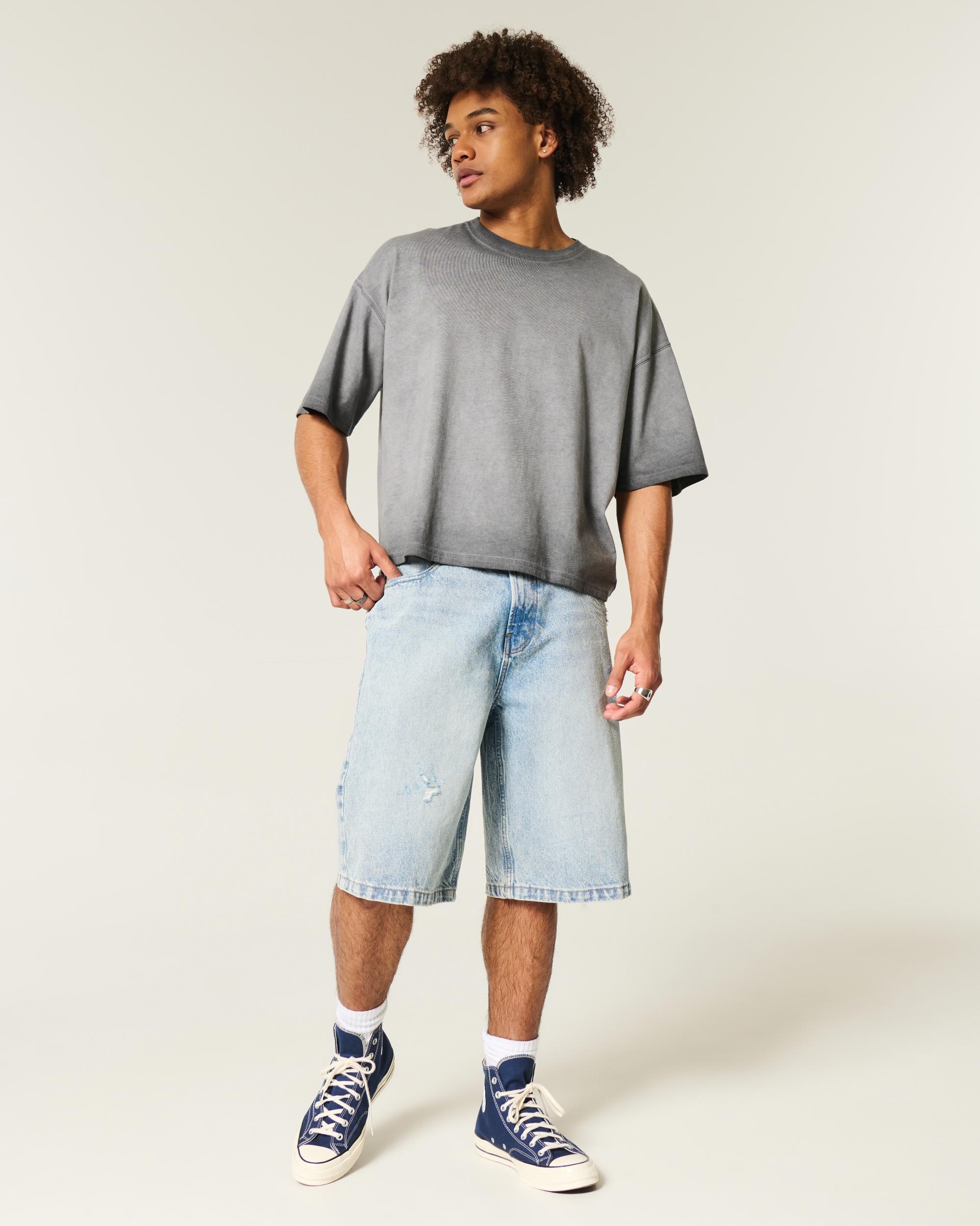 Washed Baggy Crop Crew T-Shirt Product Image