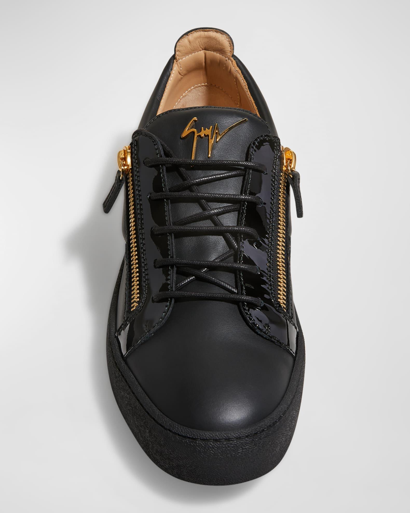 Men's London Double-Zip Leather Low-Top Sneakers Product Image