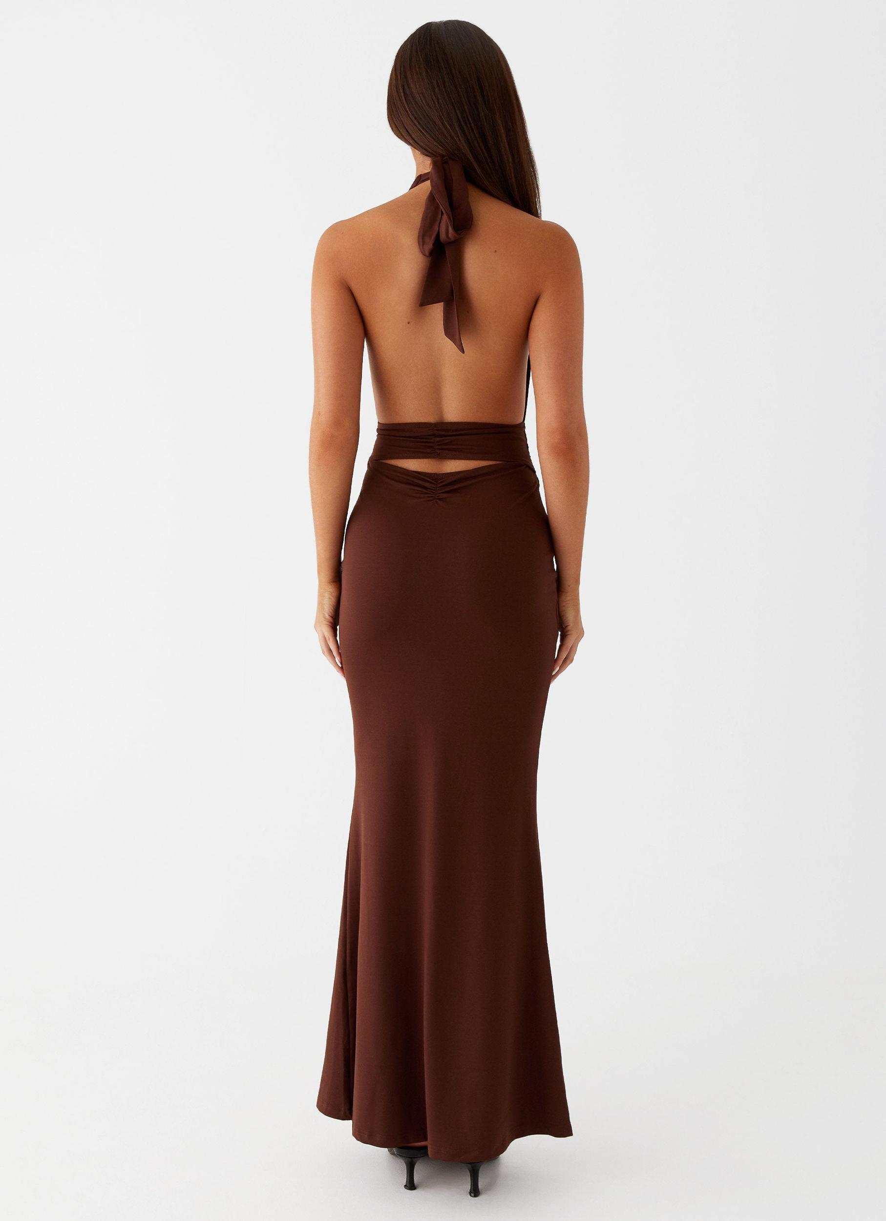 Carolina Twist Maxi Dress - Chocolate Product Image